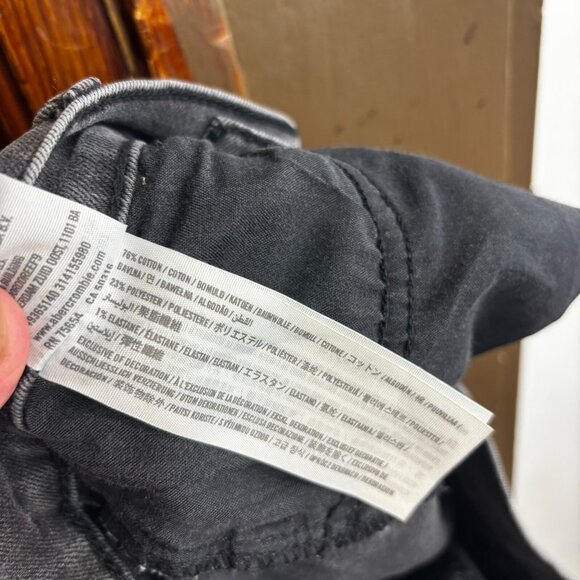 Abercrombie & Fitch Jean Shorts Cutoff Black Denim Solid Casual Dark Wash Womens - Picture 5 of 5